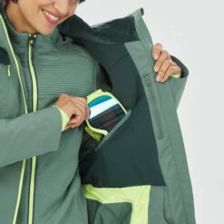 WEDZE Women's Ski Jacket - 500 Green -Winter Sports Gear 500 ski jacket women 10