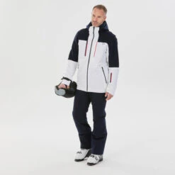 WEDZE Men's Downhill Ski Jacket - 580 White/Blue -Winter Sports Gear 580 ski jacket men 3