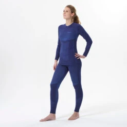 Women’s Cross-Country Skiing Base Layer Bottoms - 900 Blue -Winter Sports Gear 900 cross country ski technical base layer pants women 4