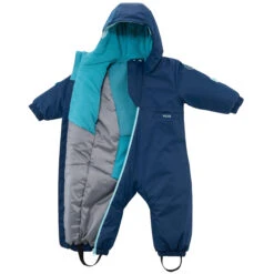 WEDZE Kids' Snowsuit - Warm 500 Blue -Winter Sports Gear baby ski snowsuit warm blue 4