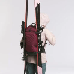 WEDZE Freeride Ski Backpack With Back Protector - FR 100 Burgundy -Winter Sports Gear freeride ski backpack with back protector fr 100 burgundy 4