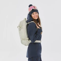 WEDZE Freeride Ski Backpack - FR 100 Beige -Winter Sports Gear freeride ski backpack with laptop pocket fr 23 l beige 3