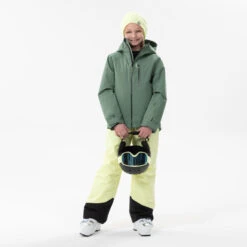 WEDZE Kids’ Ski Jacket - 550 Green -Winter Sports Gear kids downhill ski padded jacket 550 green 10
