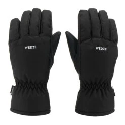 WEDZE Kids' Downhill Ski Waterproof Gloves - Warm 100 Black -Winter Sports Gear kids downhill ski waterproof gloves warm 100 black 2