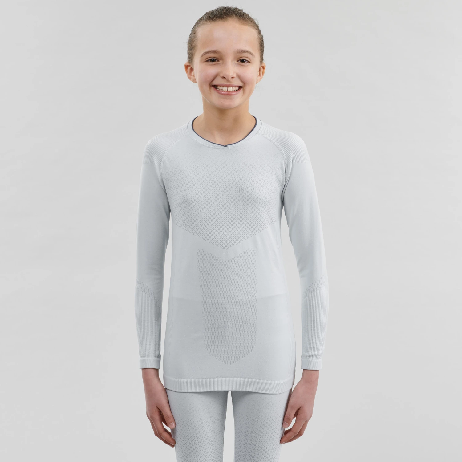 Kids' High-Tech Cross-Country Skiing Base Layer - UW 500 Grey 7 Kids' High-Tech Cross-Country Skiing Base Layer - UW 500 Grey - Image 5