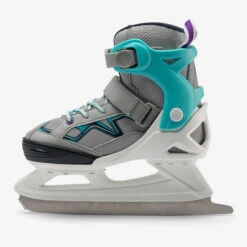Kids' Ice Skates - FIT 100 Grey/Turquoise -Winter Sports Gear kids ice skates fit 100 grey turquoise 2