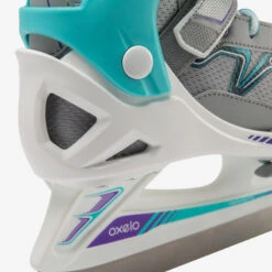 Kids' Ice Skates - FIT 100 Grey/Turquoise -Winter Sports Gear kids ice skates fit 100 grey turquoise 6