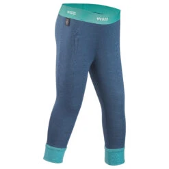 WEDZE Kids' Merino Wool Ski Base Layer Tights - Meriwarm Blue