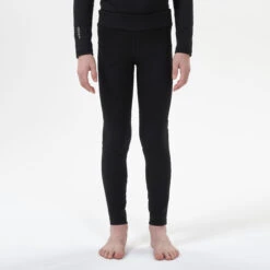 WEDZE Kids' Ski Base Layer Bottoms - BL 500 Black -Winter Sports Gear kids ski base layer bottoms bl 500 black 2