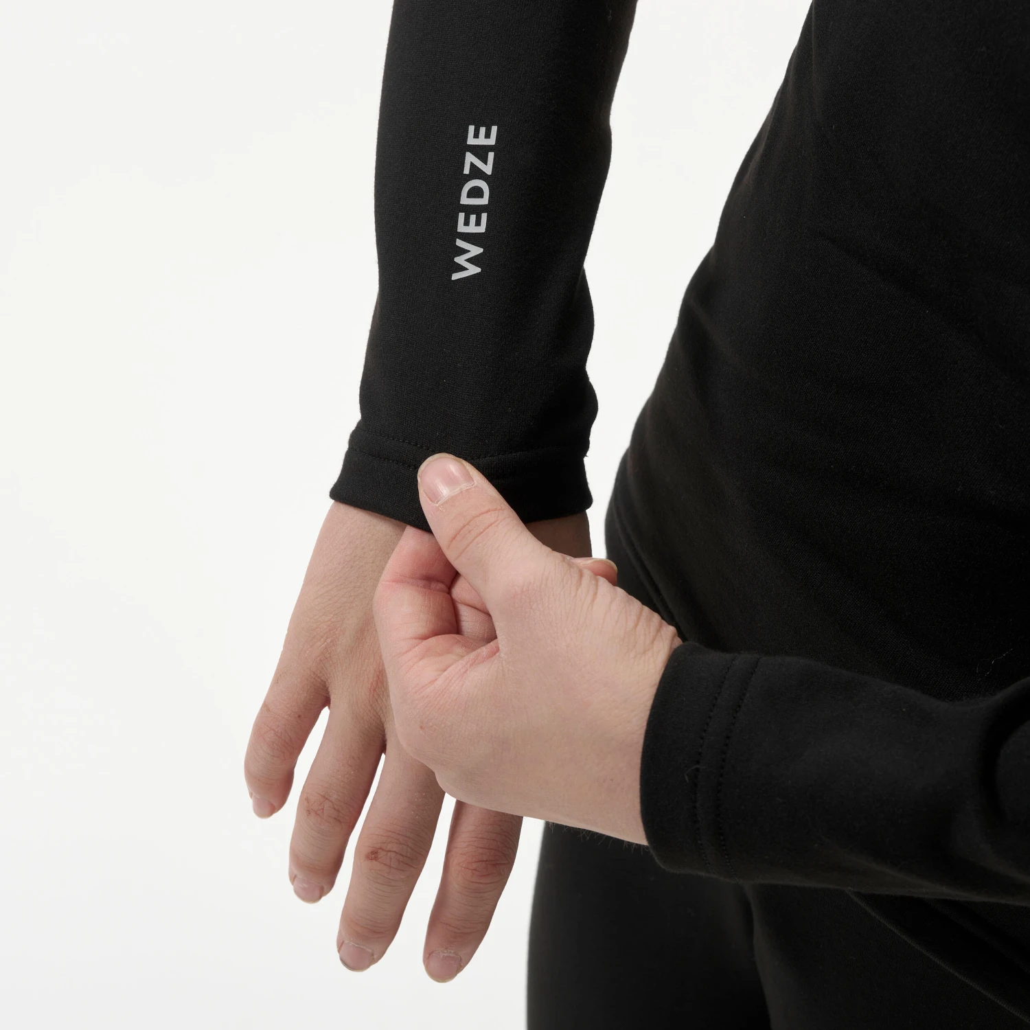 WEDZE Kids' Ski Base Layer Top - BL 500 Black 10 WEDZE Kids' Ski Base Layer Top - BL 500 Black - Image 8