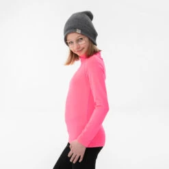 WEDZE Kids' Ski Base Layer Top - BL 500 Pink -Winter Sports Gear kids ski base layer top bl 500 pink 11