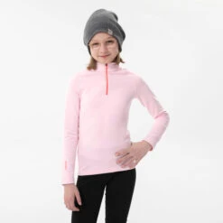 WEDZE Kids' Ski Base Layer Top - BL 500 Pink -Winter Sports Gear kids ski base layer top bl 500 pink 2