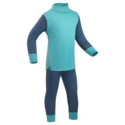 WEDZE Kids' Ski Base Layer Top - Meriwarm Blue -Winter Sports Gear kids ski base layer top meriwarm blue 7