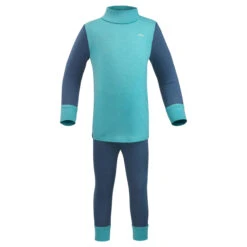 WEDZE Kids' Ski Base Layer Top - Meriwarm Blue -Winter Sports Gear kids ski base layer top meriwarm blue 9