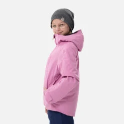 WEDZE Kids’ Ski Jacket - 550 Pink -Winter Sports Gear kids ski jacket 550 pink 2