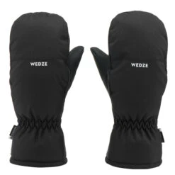 WEDZE Kids’ Downhill Ski Mittens - 100 Black -Winter Sports Gear kids ski mittens mi 100 jr black 2