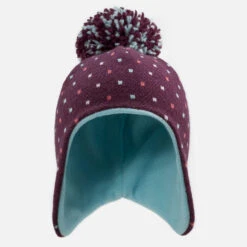 WEDZE Kids' Ski Hat - Warm Purple -Winter Sports Gear kids ski sled hat simple warm purple blue 2