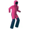 WEDZE Kids’ Ski Suit - 100 Pink/Navy Blue -Winter Sports Gear kids ski suit 100 pink navy blue