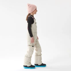 Kids' Snowboard Bib Pants - BIB 500 Beige -Winter Sports Gear kids snowboard bib pants bib 500 beige 2