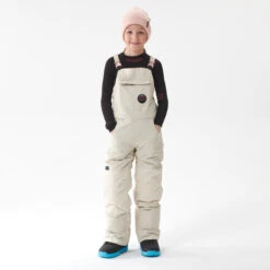 Kids' Snowboard Bib Pants - BIB 500 Beige