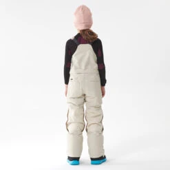 Kids' Snowboard Bib Pants - BIB 500 Beige -Winter Sports Gear kids snowboard bib pants bib 500 beige 3