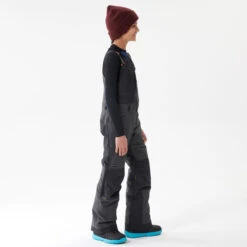 Kids' Snowboard Bib Pants - 500 Black -Winter Sports Gear kids snowboard bib pants bib 500 black 2