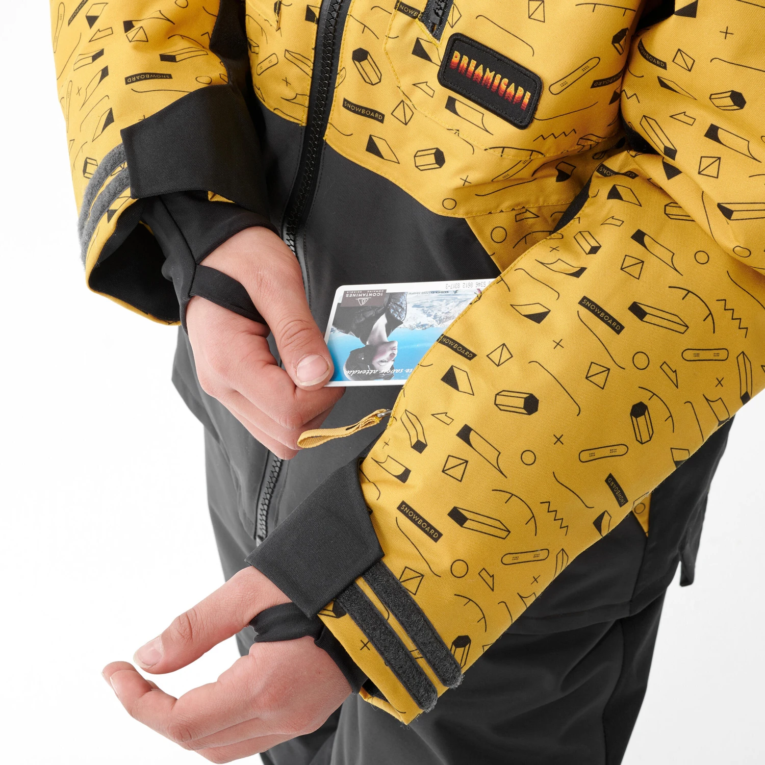 Kids’ Snowboard Jacket – SNB 500 Yellow 11 Kids’ Snowboard Jacket – SNB 500 Yellow - Image 9