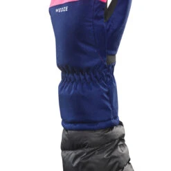 WEDZE Kids' Waterproof Ski Gloves - 100 Pink/Blue -Winter Sports Gear kids waterproof ski gloves 100 pink blue 6