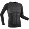 Men’s Base Layer Ski Top - 900 Black -Winter Sports Gear men s cross country skiing base layer top uw 900 grey