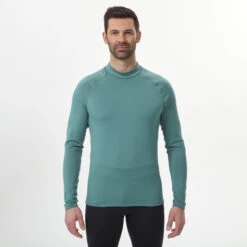 WEDZE Men's Ski Base Layer Top - BL 500 Green -Winter Sports Gear men s ski base layer top bl 500 green 4
