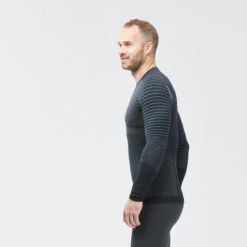 WEDZE Men’s Ski Base Layer Top - BL 980 Blue/Grey -Winter Sports Gear men seamless ski base layer top bl 980 blue grey 4