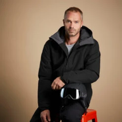 WEDZE Men’s Downhill Ski Jacket - 100 Black -Winter Sports Gear mens downhill ski jacket 100 black 12