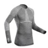 WEDZE Men’s Ski Base Layer Top - BL 980 Grey -Winter Sports Gear mens merino wool ski seamless base layer top 900 grey