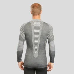 WEDZE Men’s Ski Base Layer Top - BL 980 Grey -Winter Sports Gear mens merino wool ski seamless base layer top 900 grey 6