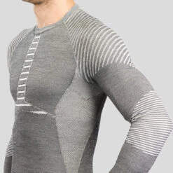 WEDZE Men’s Ski Base Layer Top - BL 980 Grey -Winter Sports Gear mens merino wool ski seamless base layer top 900 grey 7