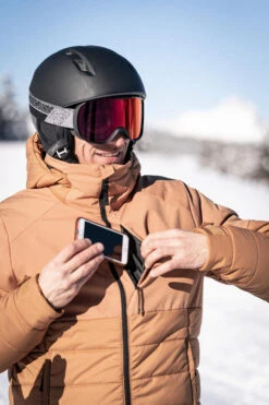 WEDZE Men’s Ski Mid-Length Jacket - Warm 100 Brown -Winter Sports Gear mens ski mid length jacket warm 100 brown 13