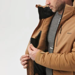 WEDZE Men’s Ski Mid-Length Jacket - Warm 100 Brown -Winter Sports Gear mens ski mid length jacket warm 100 brown 9