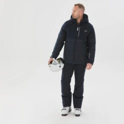WEDZE Men’s Ski Mid-Length Jacket – Warm 100 Navy Blue -Winter Sports Gear mens ski mid length jacket warm 100 navy blue 3