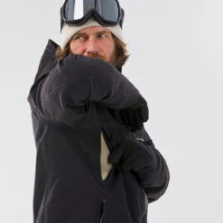 Men’s Snowboard Jacket - SNB 500 Black/Khaki -Winter Sports Gear mens snowboard jacket snb500 black khaki 6