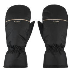 WEDZE Ski Mittens - 100 Black -Winter Sports Gear ski mittens mi 100 black 4