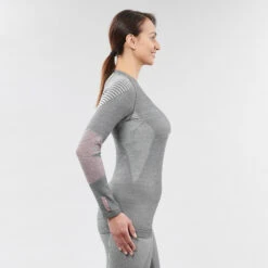 WEDZE Women’s Ski Base Layer Top - BL 900 Grey 9 WEDZE Women’s Ski Base Layer Top - BL 900 Grey -Winter Sports Gear women s merino ski base layer top bl 980 grey 2