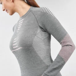 WEDZE Women’s Ski Base Layer Top - BL 900 Grey 11 WEDZE Women’s Ski Base Layer Top - BL 900 Grey -Winter Sports Gear women s merino ski base layer top bl 980 grey 4