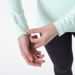 WEDZE Women's Ski Base Layer Top – 500 Green -Winter Sports Gear women s ski base layer top 500 green 7