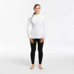 WEDZE Women's Ski Base Layer Top – BL 500 White -Winter Sports Gear women s ski base layer top bl 500 white 1