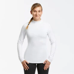 WEDZE Women's Ski Base Layer Top – BL 500 White -Winter Sports Gear women s ski base layer top bl 500 white 3