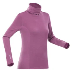 WEDZE Women’s Ski Base Layer Top - BL 900 Pink -Winter Sports Gear women s ski base layer top bl 900 purple 1