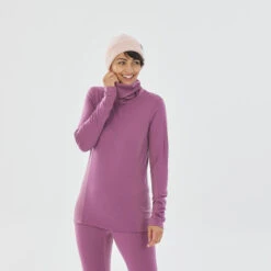 WEDZE Women’s Ski Base Layer Top - BL 900 Pink -Winter Sports Gear women s ski base layer top bl 900 purple 3