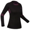 WEDZE Women’s Ski Base Layer Top - BL 580 Black -Winter Sports Gear women s ski base layer top i soft 580 black purple
