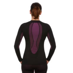 WEDZE Women’s Ski Base Layer Top - BL 580 Black -Winter Sports Gear women s ski base layer top i soft 580 black purple 2