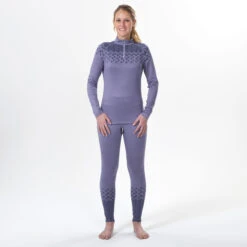 WEDZE Women's Ski Base Layer Top With Half-Zip - 500 Purple 11 WEDZE Women's Ski Base Layer Top With Half-Zip - 500 Purple -Winter Sports Gear women s ski base layer top with half zip 500 purple 1